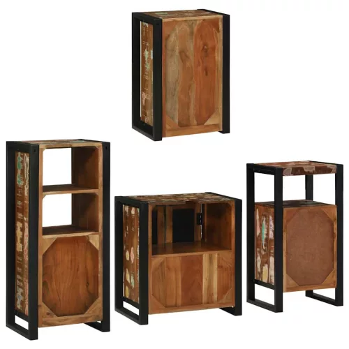 Fürdőszoba bútor szett 4 pcs Szilárd újrahasznosított fa
