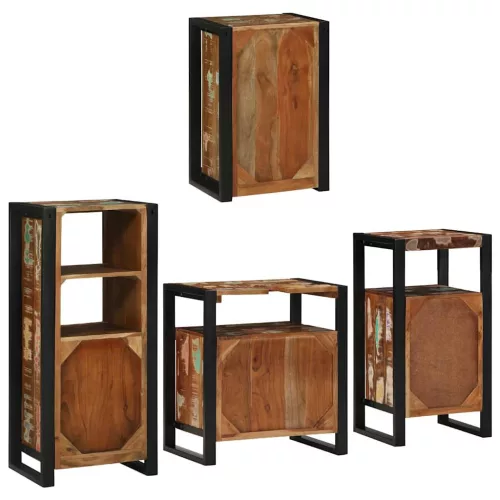 Fürdőszoba bútor szett 4 pcs Szilárd újrahasznosított fa