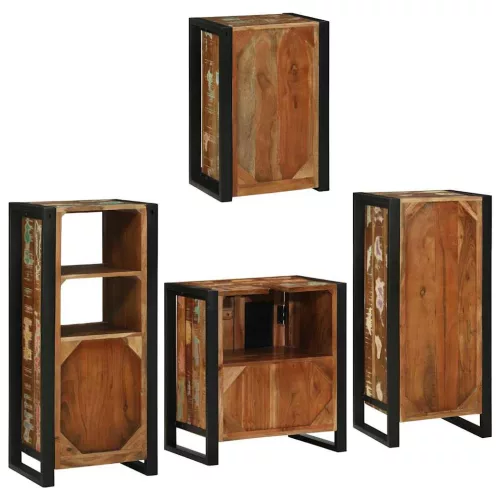 Fürdőszoba bútor szett 4 pcs Szilárd újrahasznosított fa