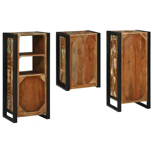 Fürdőszoba bútor szett 3 pcs Szilárd újrahasznosított fa