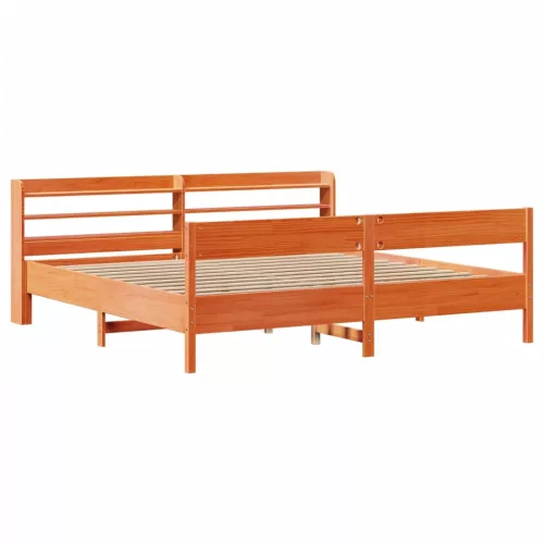 Viaszbarna tömör fenyőfa ágy matrac nélkül 200 x 200 cm