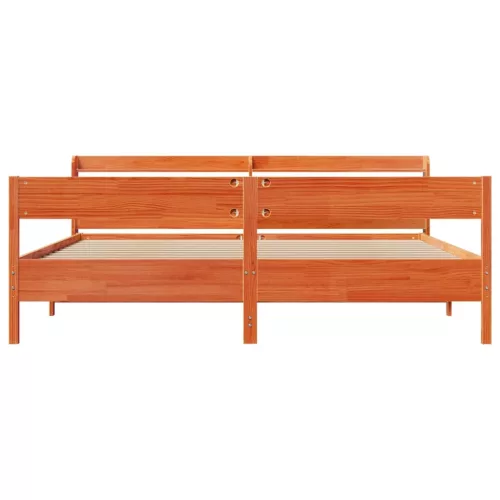 Viaszbarna tömör fenyőfa ágy matrac nélkül 200 x 200 cm