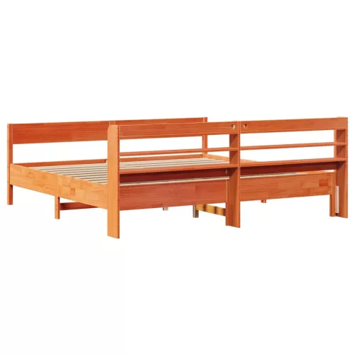 Viaszbarna tömör fenyőfa ágy matrac nélkül 200 x 200 cm