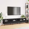 Fekete hidegen hengerelt acél TV-szekrény 202 x 39 x 43,5 cm