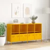 Mustársárga hidegen hengerelt acél tálalószekrény 135x39x73,5cm