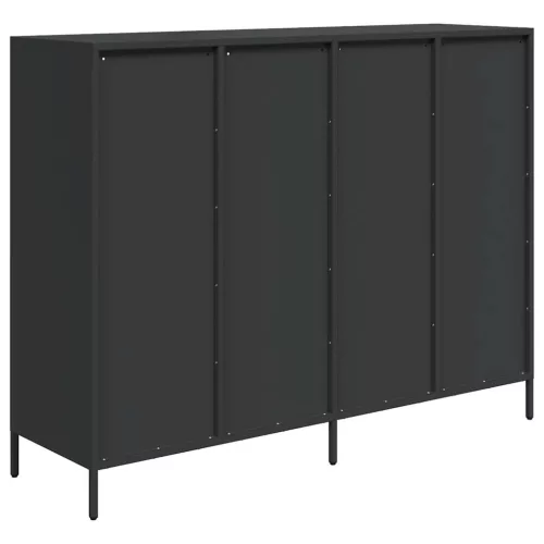 Fekete hidegen hengerelt acél tálalószekrény 135x39x103,5 cm