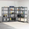 4 db 5-szintes antracitszürke acél és szerelt fa tárolópolc