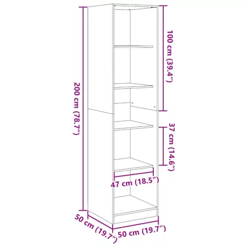 Betonszürke szerelt fa ruhásszekrény 50 x 50 x 200 cm