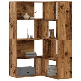   4 szintes antik fa szerelt fa sarokkönyvespolc 85 x 85 x 140 cm