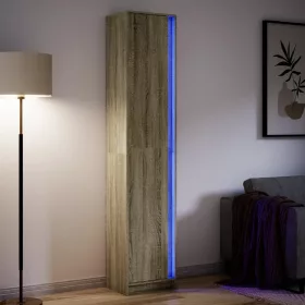  Sonoma tölgy szerelt fa LED-es magasszekrény 41,5x32,5x200 cm