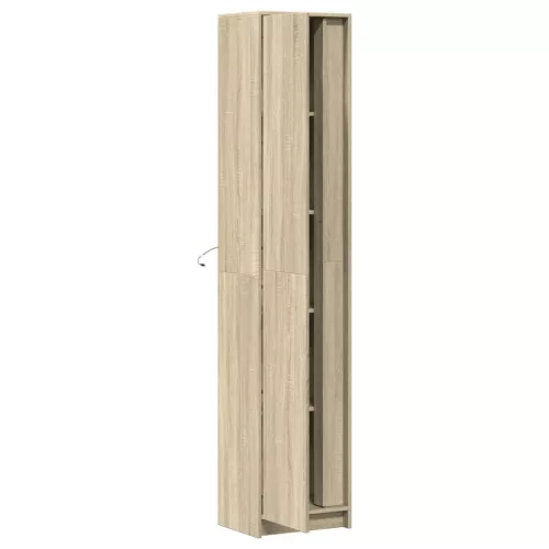 Sonoma tölgy szerelt fa LED-es magasszekrény 41,5x32,5x200 cm