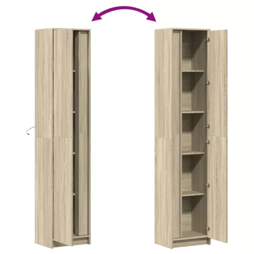 Sonoma tölgy szerelt fa LED-es magasszekrény 41,5x32,5x200 cm