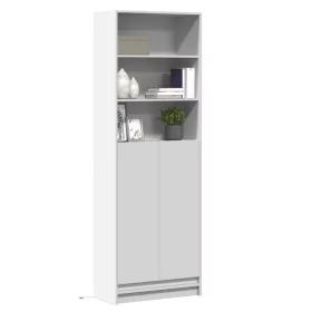   Fehér szerelt fa magasszekrény LED-ekkel 69 x 32,5 x 200 cm