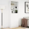 Fehér szerelt fa magasszekrény LED-ekkel 69 x 32,5 x 200 cm