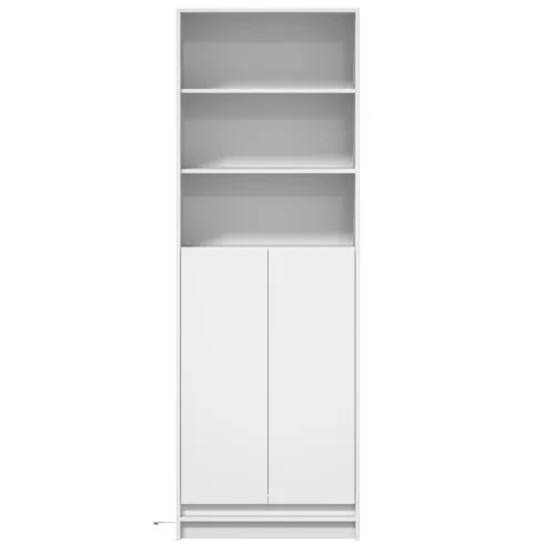 Fehér szerelt fa magasszekrény LED-ekkel 69 x 32,5 x 200 cm