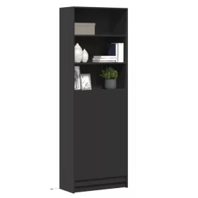 Fekete szerelt fa magasszekrény LED-ekkel 69x 32,5 x 200 cm
