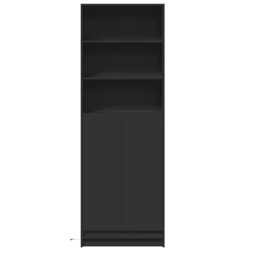 Fekete szerelt fa magasszekrény LED-ekkel 69x 32,5 x 200 cm