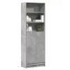 Betonszürke szerelt fa magasszekrény LED-ekkel 69x32,5x200 cm