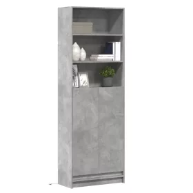   Betonszürke szerelt fa magasszekrény LED-ekkel 69x32,5x200 cm