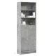 Betonszürke szerelt fa magasszekrény LED-ekkel 69x32,5x200 cm
