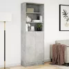 Betonszürke szerelt fa magasszekrény LED-ekkel 69x32,5x200 cm
