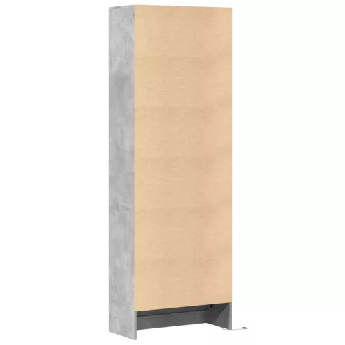 Betonszürke szerelt fa magasszekrény LED-ekkel 69x32,5x200 cm