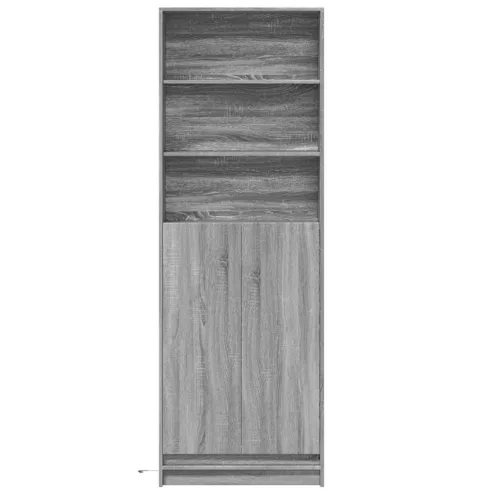Szürke sonoma szerelt fa magasszekrény LED-ekkel 69x32,5x200 cm