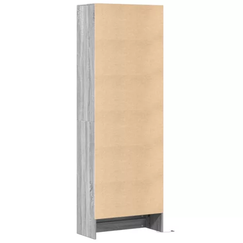 Szürke sonoma szerelt fa magasszekrény LED-ekkel 69x32,5x200 cm