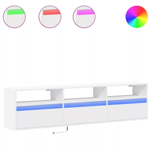 Fehér falra szerelhető TV-szekrény LED-del 180 x 31 x 45 cm