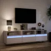 Fehér falra szerelhető TV-szekrény LED-del 180 x 31 x 45 cm