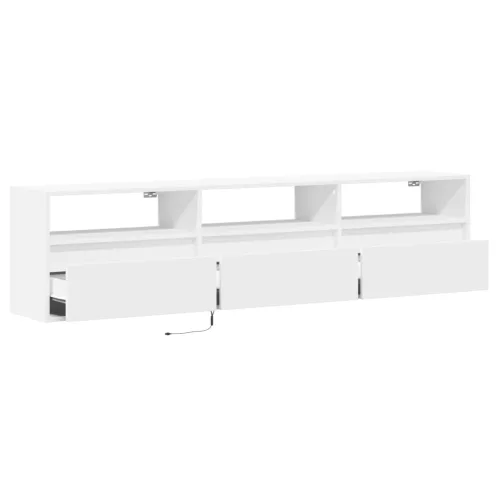 Fehér falra szerelhető TV-szekrény LED-del 180 x 31 x 45 cm