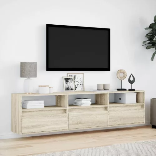 Sonoma tölgy színű falra TV-szekrény LED-del 180 x 31 x 45 cm