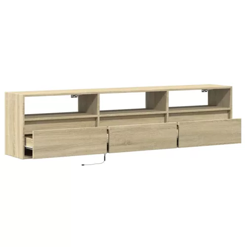 Sonoma tölgy színű falra TV-szekrény LED-del 180 x 31 x 45 cm