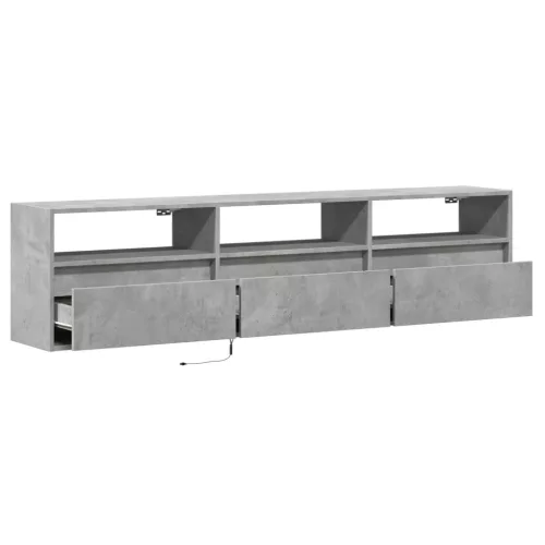 Fehér falra szerelhető TV-szekrény LED-del 180 x 31 x 45 cm