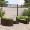 7 részes barna polyrattan kerti ülőgarnitúra párnákkal