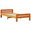 Barna tömör fenyőfa könyvespolcos ágy matrac nélkül 75 x 190 cm