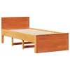 Barna tömör fenyőfa könyvespolcos ágy matrac nélkül 100 x 200cm