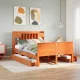 Barna tömör fenyőfa könyvespolcos ágy matrac nélkül 140 x 190cm