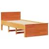 Barna tömör fenyőfa könyvespolcos ágy matrac nélkül 75 x 190 cm