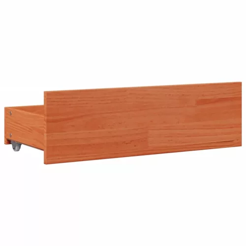 Barna tömör fenyőfa könyvespolcos ágy matrac nélkül 150 x 200cm