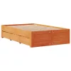 Barna tömör fenyőfa könyvespolcos ágy matrac nélkül 135 x 190cm