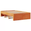 Barna tömör fenyőfa könyvespolcos ágy matrac nélkül 135 x 190cm