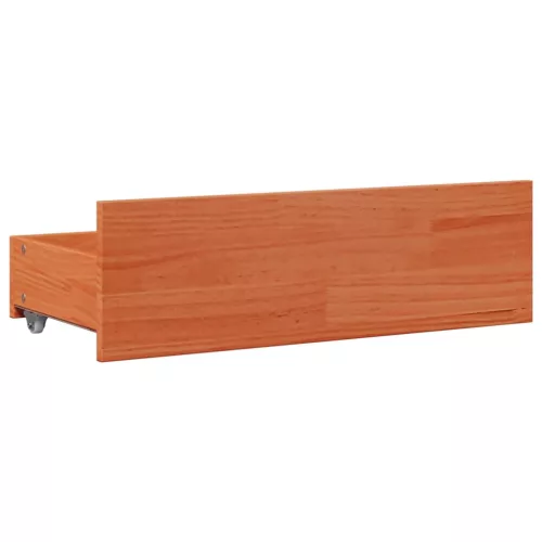 Barna tömör fenyőfa könyvespolcos ágy matrac nélkül 135 x 190cm