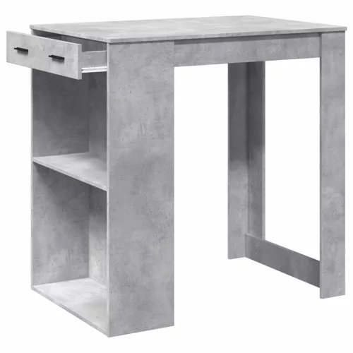 Betonszürke szerelt fa bárasztal 102 x 70 x 103,5 cm