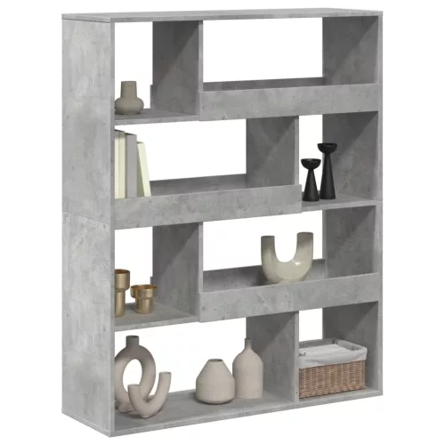 Betonszürke szerelt fa könyvespolc 100 x 33 x 125,5 cm