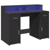 Fekete szerelt fa íróasztal LED-világítással 120 x 55 x 91 cm