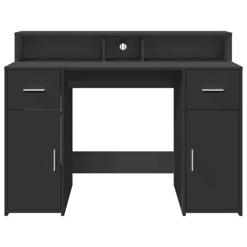 Fekete szerelt fa íróasztal LED-világítással 120 x 55 x 91 cm