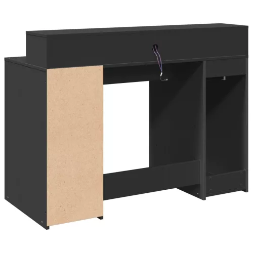 Fekete szerelt fa íróasztal LED-világítással 120 x 55 x 91 cm