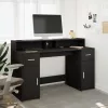 Fekete szerelt fa íróasztal LED-világítással 140 x 55 x 91 cm