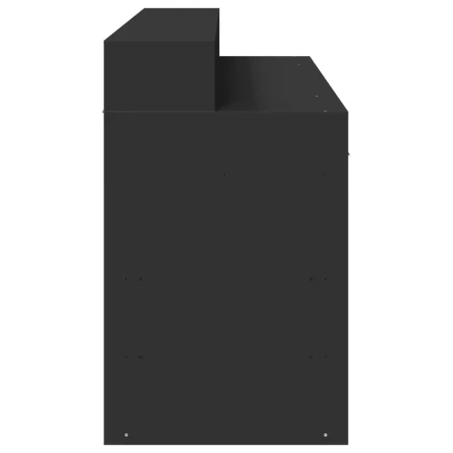 Fekete szerelt fa íróasztal LED-világítással 140 x 55 x 91 cm